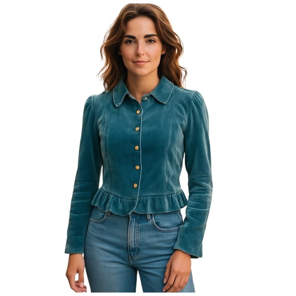 Elliott Lauren Women’s Silk-Blend Jacket. Emerald-Green. Size 6 - Picture 1 of 10